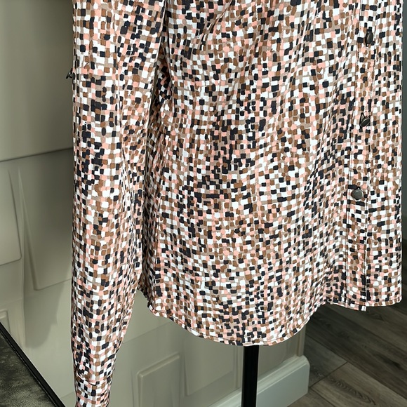 Laura Scott blouse top shirt peach white brown black long sleeve Size Small - Picture 4 of 8